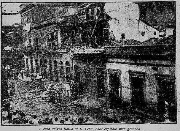 Gazeta de Notícias de 6 de julho de 1922: a casa da rua Barão de São Félix atingida por uma granada