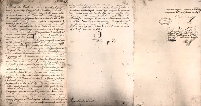 A carta régia de 28 de janeiro de 1808, assinada pelo príncipe regente na Bahia, que abre os portos do Brasil às nações amigas