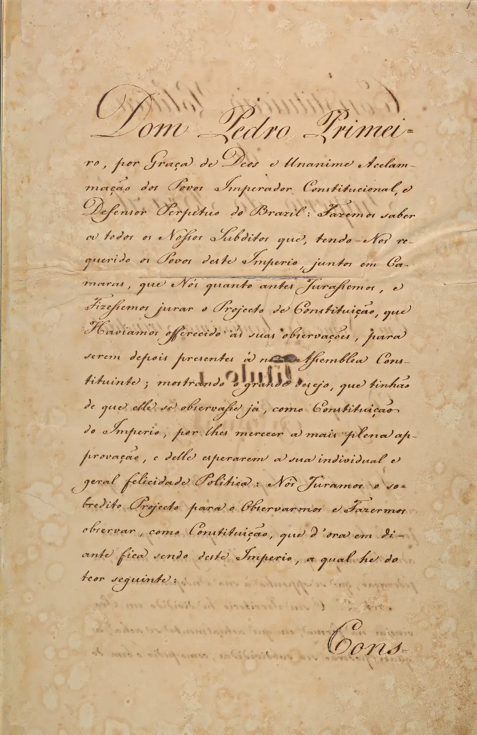 Primeira página da Constituição do Império (1824)
