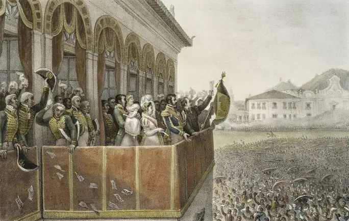 Debret, o Dia do Fico: o príncipe regente recebe a representação do Senado da Câmara (gravura de 1834-1839)