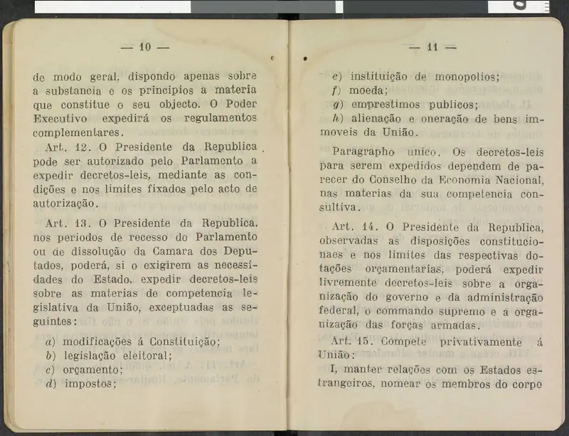 Páginas da Constituição de 10 de novembro de 1937, em edição oficial