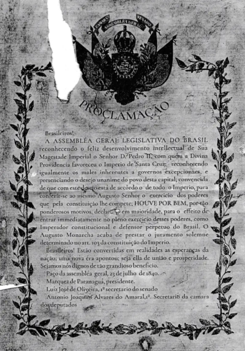 Documento da declaração da maioridade de d. Pedro II (1840)