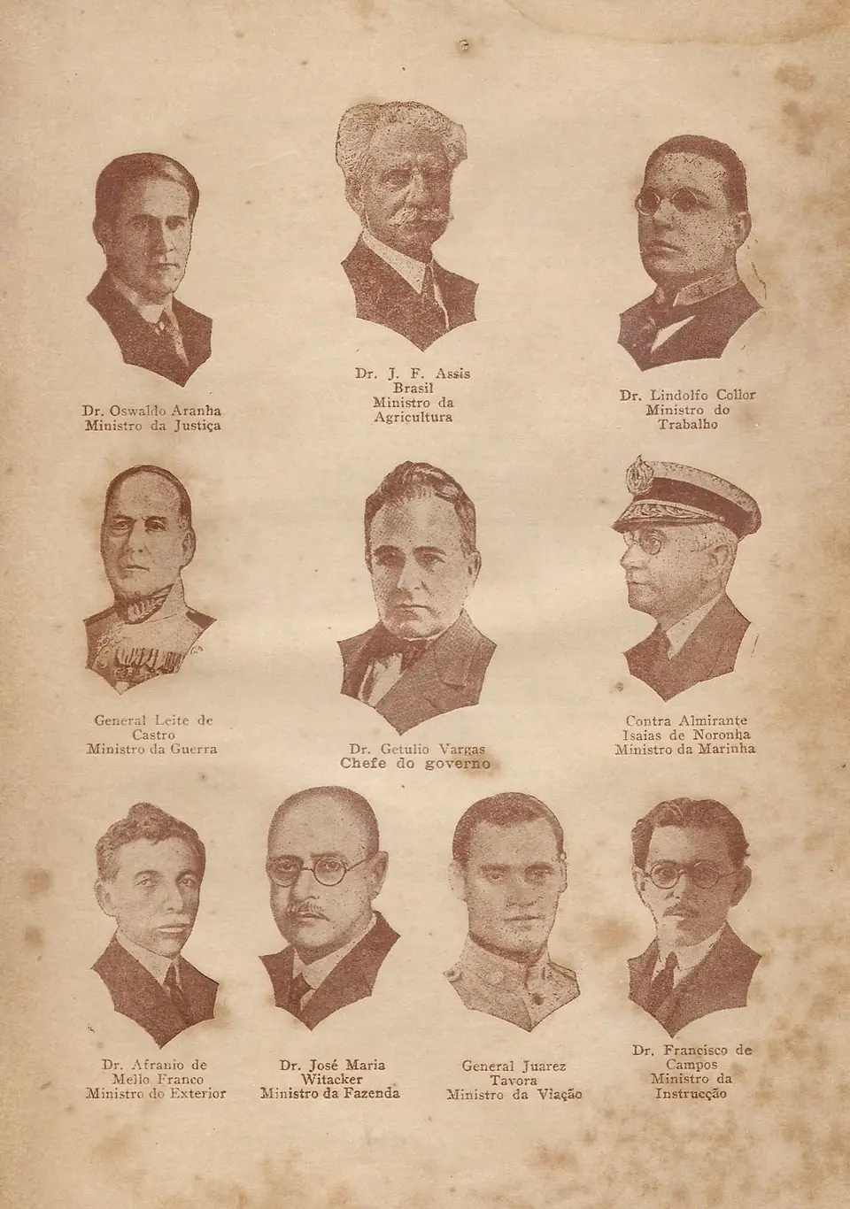 Getúlio Vargas, chefe do Governo Provisório, com seus ministros, 1931