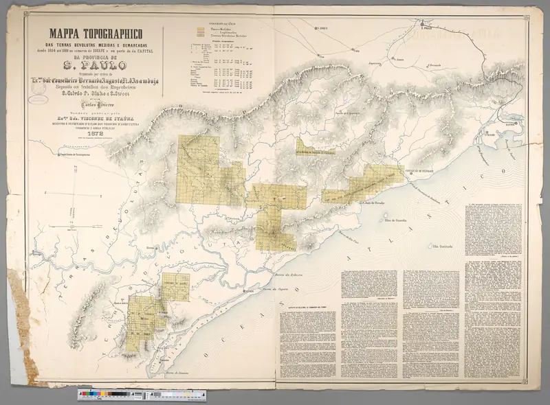 Mapa topográfico das terras devolutas medidas e demarcadas de 1854 a 1868 na comarca de Iguape (SP), publicado em 1872