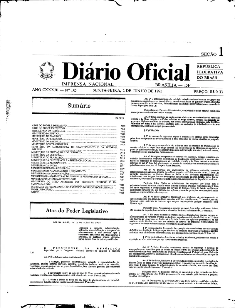 Diário Oficial da União de 02/06/1995, Seção 1, p. 1: o Decreto 1.510, de 01/06/1995, que incluiu a Companhia Vale do Rio Doce no Programa Nacional de Desestatização (documento do processo, não do leilão)