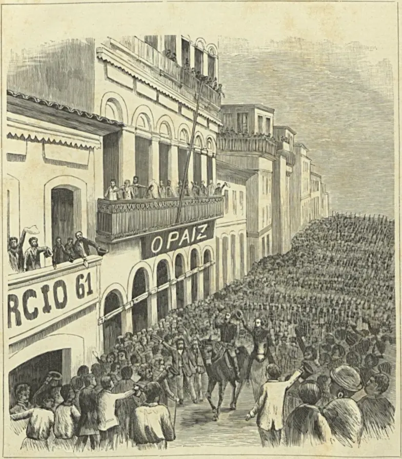 Ovação popular a Deodoro e Bocaiúva na rua do Ouvidor (1889)