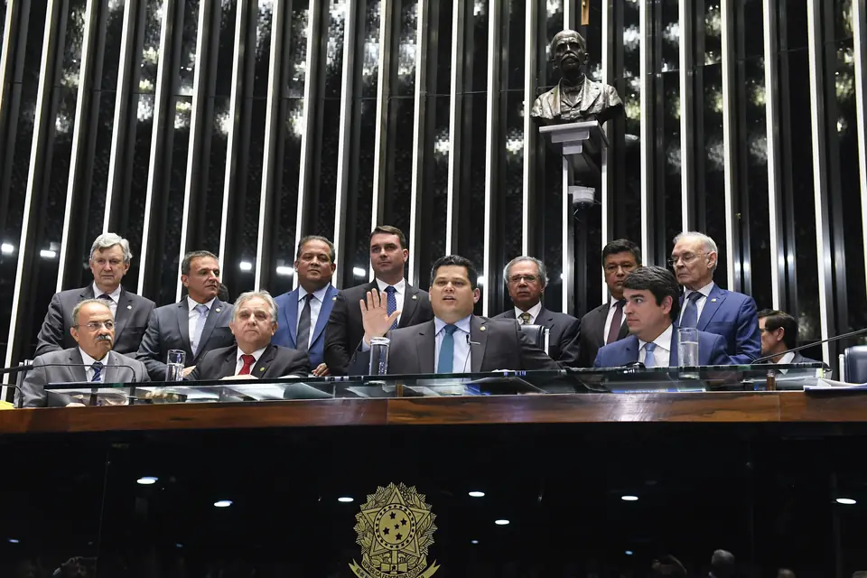 A Mesa do Senado na votação em segundo turno da PEC 6/2019, a reforma da Previdência, em 22/10/2019