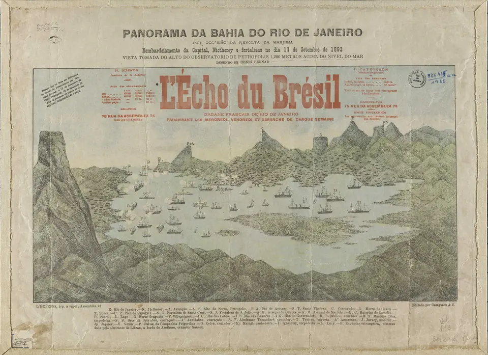 Henri Bernard, panorama da baía do Rio por ocasião da Revolta da Armada (1893)