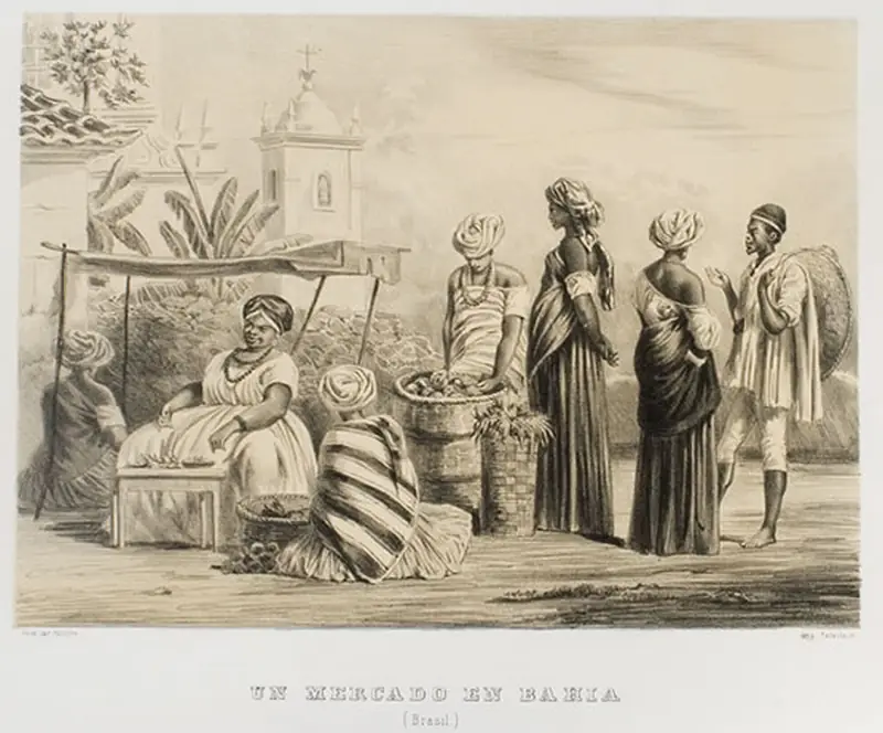 Léon Pallière, um mercado na Bahia (litografia, 1865)